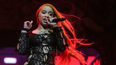 Ice Spice performs in the Mojave tent at the Coachella Valley Music and Arts Festival in Indio, Calif., April 13, 2024.