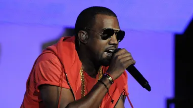 February 20, 2011; Los Angeles, CA, USA; Kanye West performs during the half time show at the 2011 NBA All Star game at Staples