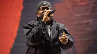 Kendrick Lamar performs during the second day of Bonnaroo Music Festival in Manchester, Tenn. on Friday, Jun. 16, 2023.