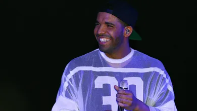 Feb 1, 2014; New York, NY, USA; Recording artist/rapper Drake performs during the Revolt Party at the Time Warner Cable