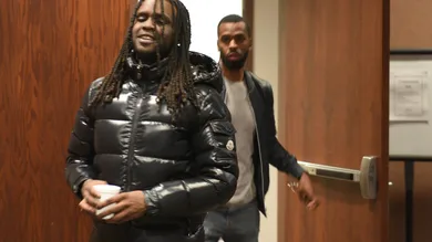 Keith Cozart, also known as Chief Keef, leaves court on Friday, April 26, 2019, in Sioux Falls.Cozart3