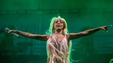 Doja Cat performs her headlining set on the Coachella Stage during the Coachella Valley Music and Arts Festival in Indio,