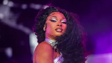 Megan Thee Stallion performs on the main stage at the Coachella Valley Music and Arts Festival in Indio, Calif., Saturday, April