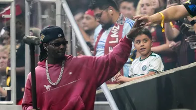 Sep 18, 2024; Atlanta, Georgia, USA; Recording artist Offset greets fans before the match between Inter Miami CF and Atlanta