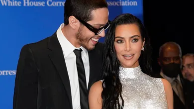 Apr 30, 2022; Washington, DC, USA; Pete Davidson and Kim Kardashian arrive at the White House Correspondents Association annual