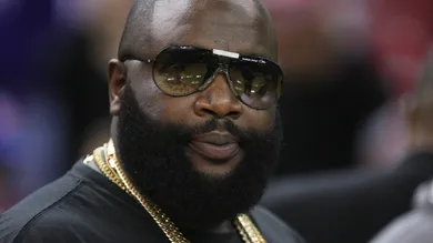 Dec 19, 2012; Sacramento, CA, USA; Recording artist Rick Ross after the game between the Sacramento Kings and Golden State