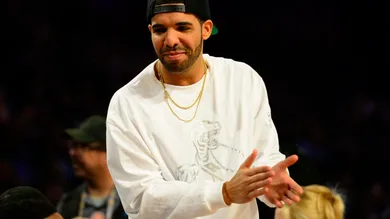 Feb 15, 2014; New Orleans, LA, USA; Musical artist Drake during the 2014 NBA All Star three point contest at Smoothie King
