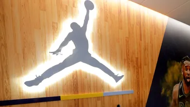 A hallway of the locker room, leading to the coaches office features an Air Jordan logo. The Marquette mens' basketball team
