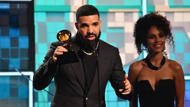 Surprise! Drake shows up to accept best rap song at the Grammys for \"God's Plan.\" But his speech got cut off.Xxx Grammys2019