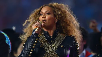 Feb 7, 2016; Santa Clara, CA, USA; Recording artist Beyonce performs during the half time show of the Denver Broncos game