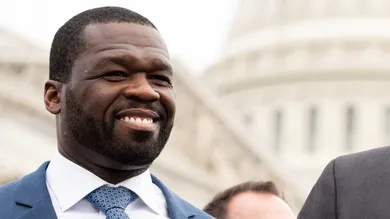 Jun 5, 2024; Washington, DC, USA; Recording artist Curtis “50 Cent” Jackson and attorney Ben Crump discuss increasing minority