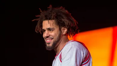 July 28, 2016; Chicago, IL, USA;  Recording artist J. Cole (Jermaine Lamarr Cole) performs live during Lollapalooza Music