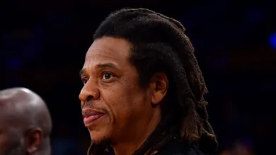 Feb 7, 2023; Los Angeles, California, USA; Recording artist Jay-Z attends the game between the Los Angeles Lakers and the