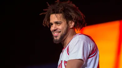 July 28, 2016; Chicago, IL, USA;  Recording artist J. Cole (Jermaine Lamarr Cole) performs live during Lollapalooza Music