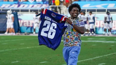 Rapper Kodak Black entertains the crowd before a 42-20 victory over Monmouth at FAU Stadium on Saturday, September 2, 2023, in