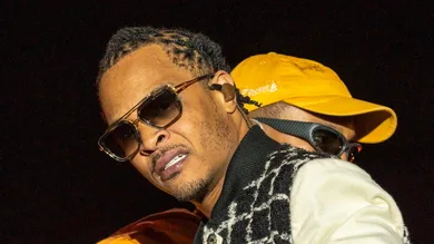 Jun 18, 2022; Washington, DC, USA; Grammy award-winning artist Pharrell Williams is joined by guest artist T.I. during his