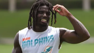 Miami Dolphins wide receiver Tyreek Hill (10) participates in training camp at Baptist Health Training Complex, Wednesday, July