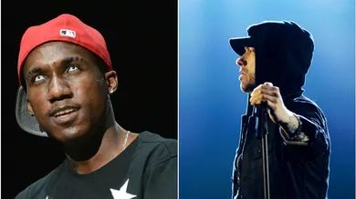 Hopsin via Scott Dudelson/Getty Images, Eminem via Dave J Hogan/Getty Images for MTV