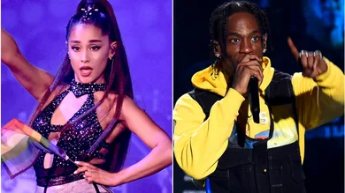 Ariana via Kevin Winter/Getty Images for iHeartMedia, Travis Via Theo Wargo/Getty Images