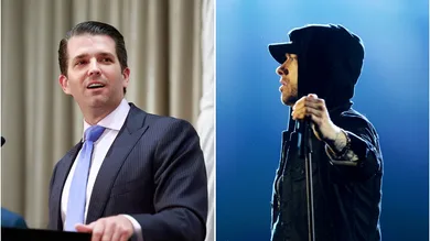 Donald Trump Jr. Via Jeff Vinnick/Getty Images, Eminem Via Dave J Hogan/Getty Images for MTV