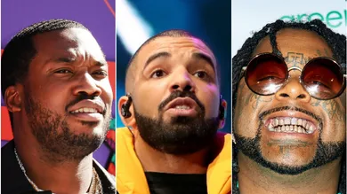 Drake via Christopher Polk/Getty Images for Coachella, Greedo via Unique Nicole/Getty Images, Meek via Leon Bennett/Getty Images