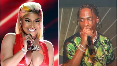 Nicki via Frederick M. Brown/Getty Images for BET, Travis via Jerritt Clark/Getty Images for Remy Martin