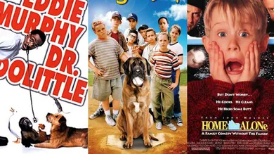 Official movie posters: "Dr. Dolittle," "The Sandlot," "Home Alone"