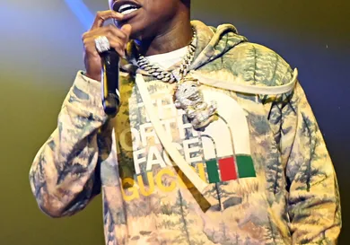 Rapper DaBaby performs onstage during "Rolling Loud Presents: DaBaby Live Show Killa" tour at Coca-Cola Roxy on December 04, 2021 in Atlanta, Georgia. (Photo by Paras Griffin/Getty Images)