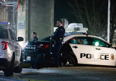 Members of the Indiana University Police backup the Critical