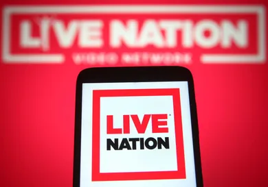 In this photo illustration a Live Nation Entertainment logo