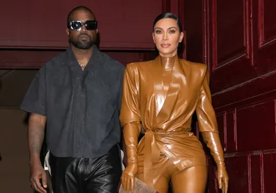 Kanye West & Kim Kardashian Leave K.West's Sunday Service At Theatre Des Bouffes Du Nord - Paris Fashion Week Womenswear Fall/Winter 2020/2021