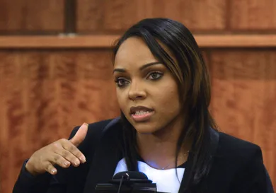 (Fall River, MA, 03/30/15) Aaron Hernandez trial continues at Bristol County Superior Court. Shayanna Jenkins, Hernandez's fiancee, took the witness stand. Monday, March 30, 2015. Staff photo by Ted Fitzgerald