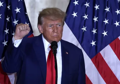 Former President Donald Trump Holds A Press Conference At Mar-a-Lago After Being Arraigned In New York