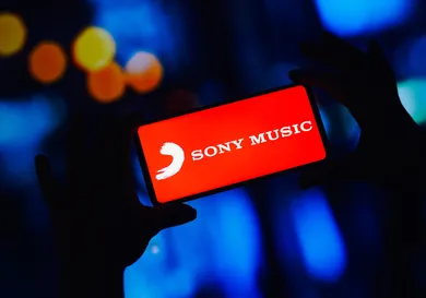 In this photo illustration, the Sony Music Group logo is