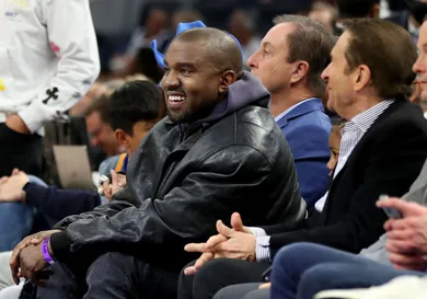 Kanye West and son watch game with Golden State Warriors co-owners