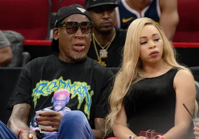 Celebrities Attend Denver Nuggets v Houston Rockets