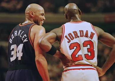 Phoenix Suns forward Charles Barkley (34) laughs a