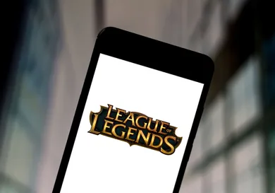 In this photo illustration a League of Legends logo seen
