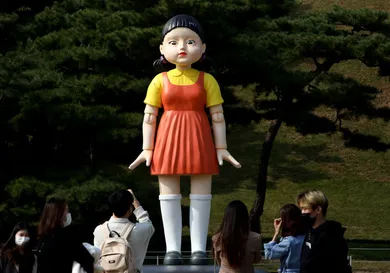 Squid Game Robot Doll Exhibited In Seoul
