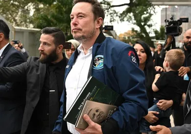 Elon Musk leaves at the Turkish House