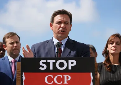 Florida Governor Ron DeSantis Holds News Conference In Miami