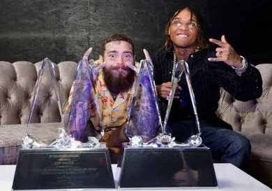 Post Malone &amp; Swae Lee Celebrate Sunflower (Spider-Man: Into The Spider-Verse) Going 2X RIAA Diamond