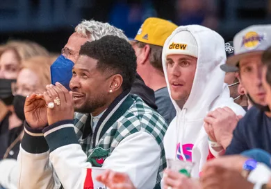 Celebrities attend the Los Angeles Lakers play the Golden State Warriors during the season opener