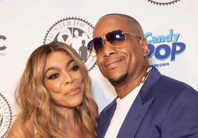 Wendy Williams wearing dress by Norma Kamali and Kevin