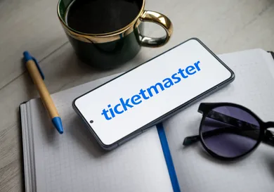 In this photo illustration a Ticketmaster logo seen