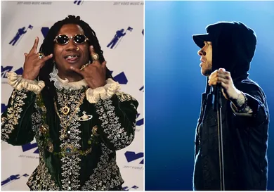 Lil B by Alberto E. Rodriguez/Getty Images, Eminem by Dave J Hogan/Getty Images for MTV