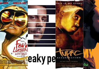 Posters: "Fear & Loathing in Las Vegas"; "Sneaky Pete"; "Tupac: Resurrection"; "Ramy"