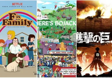 Movie Posters via IMDB / F Is For Family, Bojack Horseman, Attack On Titan