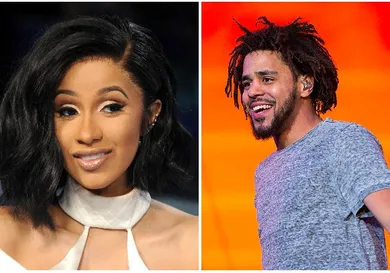 Cardi B via Gregg DeGuire/Getty Images, J. Cole via Andrew Chin/Getty Images