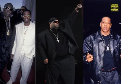 Diddy & Biggie: Ron Galella, Ltd./Ron Galella Collection via Getty Images; Sauce Money: KMazur/WireImage/Getty Images; Jay-Z: Jeff Kravitz/FilmMagic, Inc/Getty Images